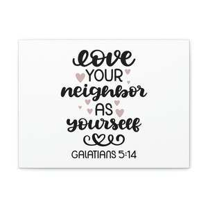 Scripture Sign Love Your Neighbor Galatians 5:14 Hearts Christian Wall Art Bibl